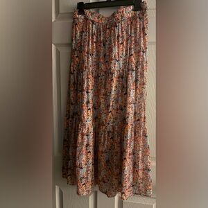 Trovata Floral Maxi Skirt in Orange and Black